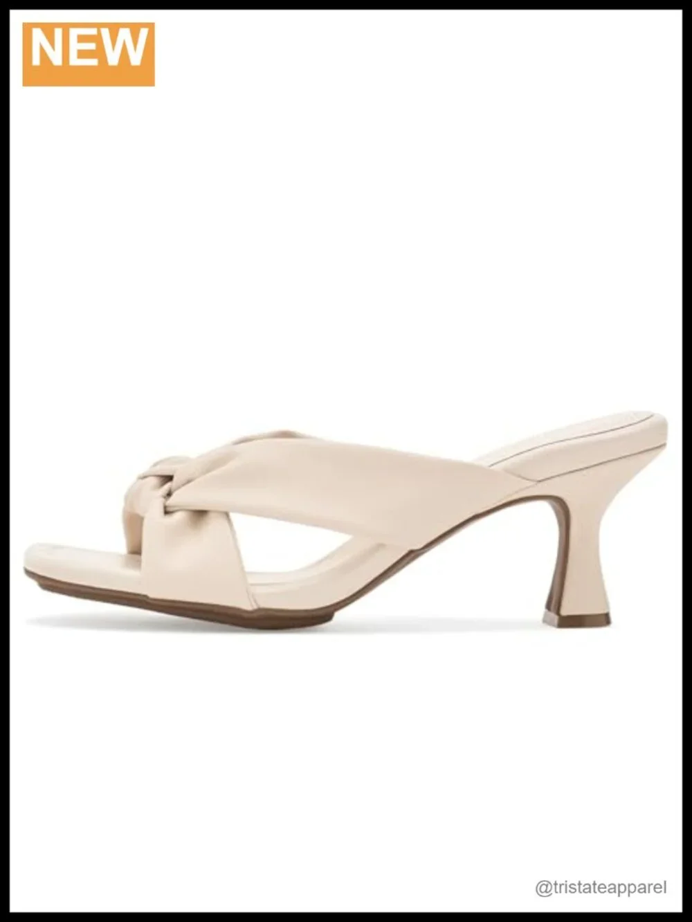 Knotted Heeled Sandal Platform PU 3in Flared Heel Slip On